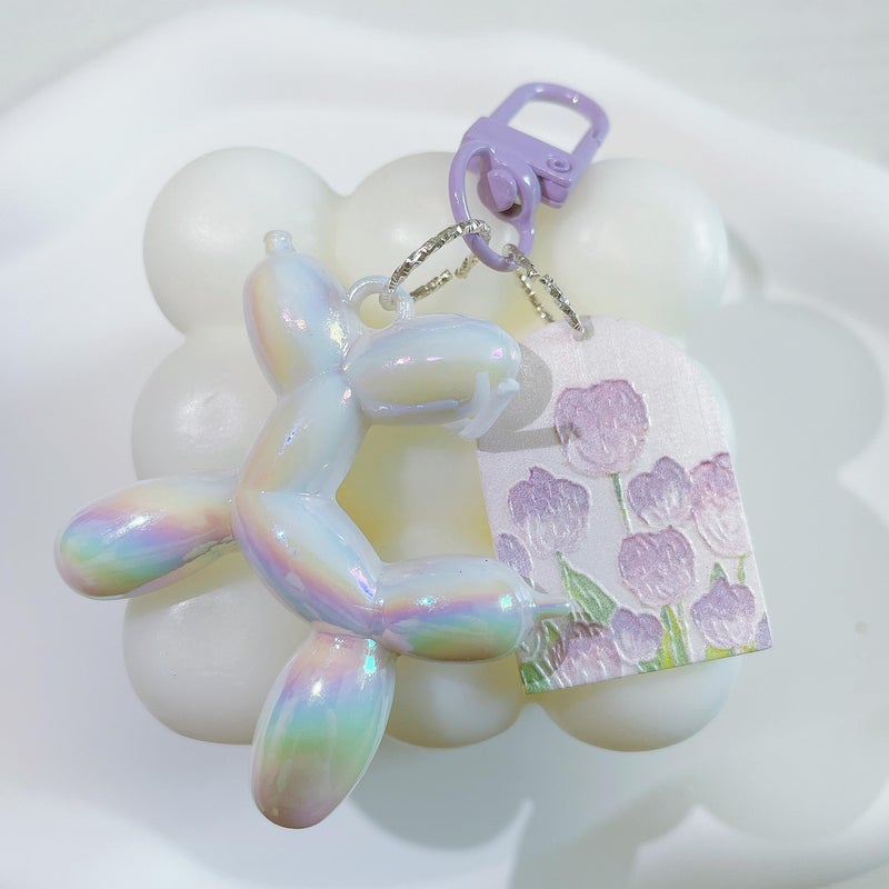LAEKOU Jelly Balloon Dog Design Keychain for Women, Cute Girls Key Chain, Bag Charms Accessories for Car Purse Backpack - Image 3