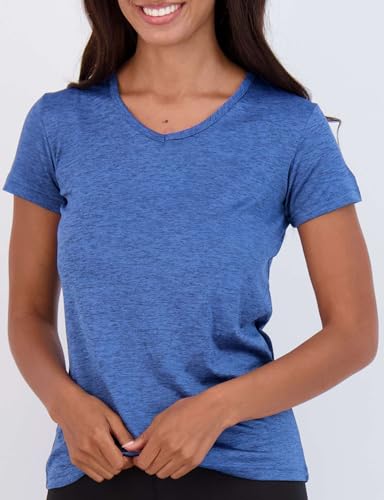REALESSENTIALS Real Essentials 5 Pack: Women's Dry Fit Short Sleeve V Neck Workout Top - Fitness Pilates Gym Athletic Yoga T-Shirt (Plus Available), Set 7, XL - Image 3