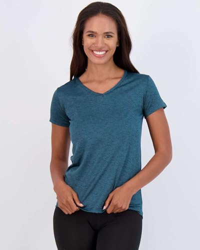 REALESSENTIALS Real Essentials 5 Pack: Women's Dry Fit Short Sleeve V Neck Workout Top - Fitness Pilates Gym Athletic Yoga T-Shirt (Plus Available), Set 7, XL - Image 2