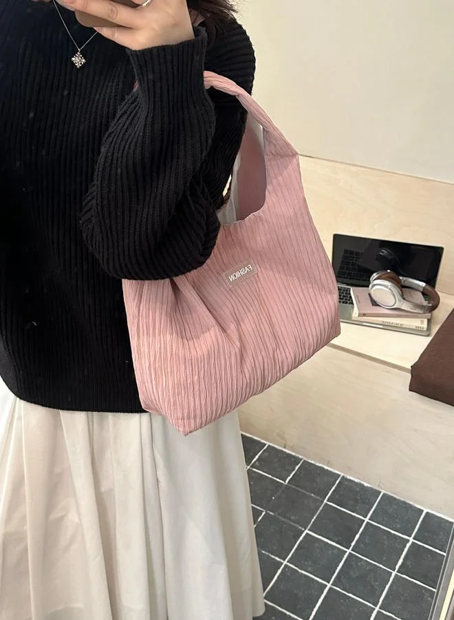 Take Two Pink Pleated Textured Shoulder Bag