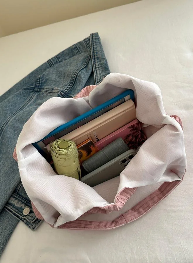 Take Two Pink Pleated Textured Shoulder Bag