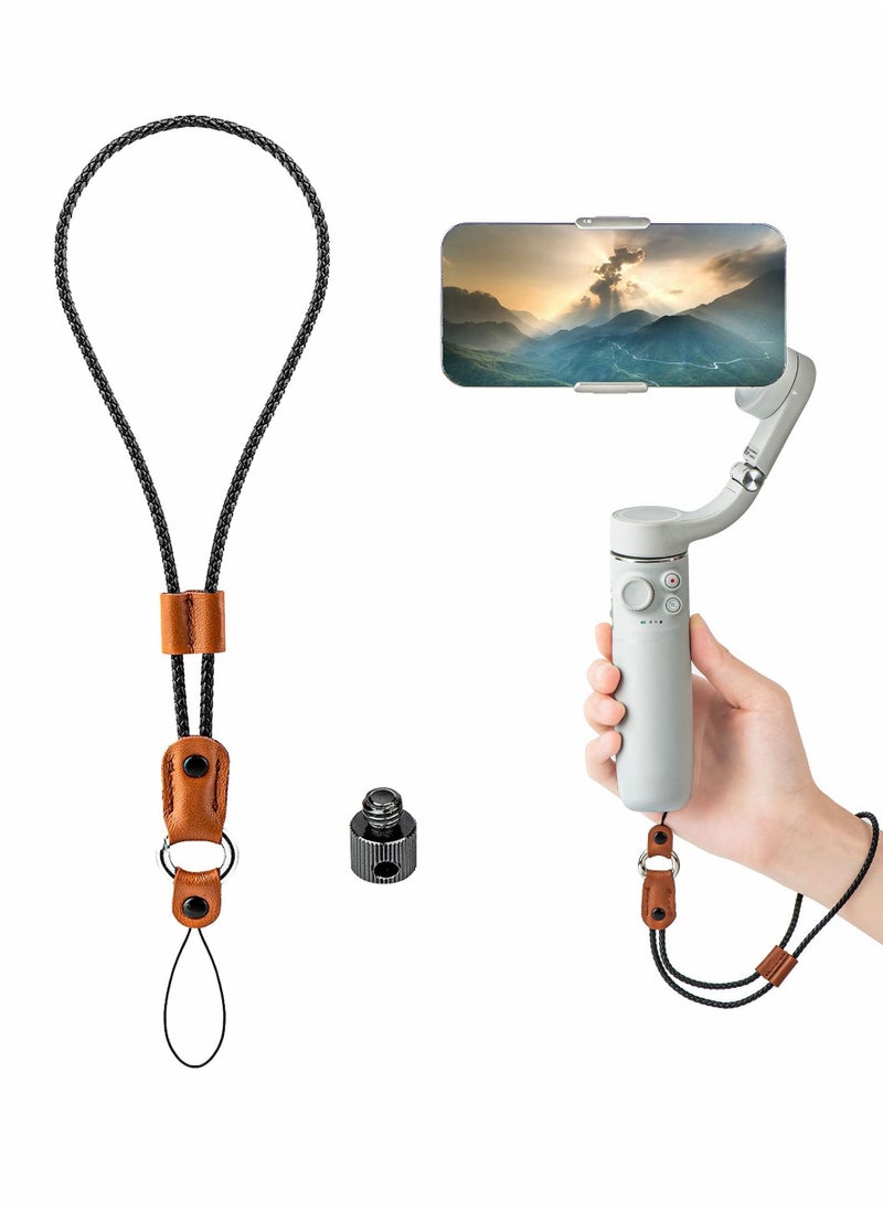Y&D Camera Wrist Hand Strap For DJI Camera, Phone Leather Woven Lanyard Adjustable Anti Slip Drop, Accessories Compatible POCKET 2 OM4 5 SE INSTA 360 X2 MOBILE 3 ACTION  - Image 1
