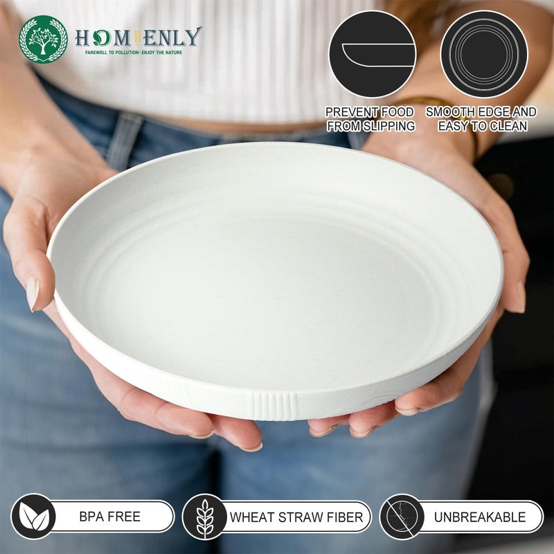 Homienly Wheat Straw Plates 8 Inch Dessert Plates Set of 8 Unbreakable White Round Plate  Alternative to Plastic Plates Lightweight Microwave and Dishwasher Safe Plate Set for Camping  White - Image 4