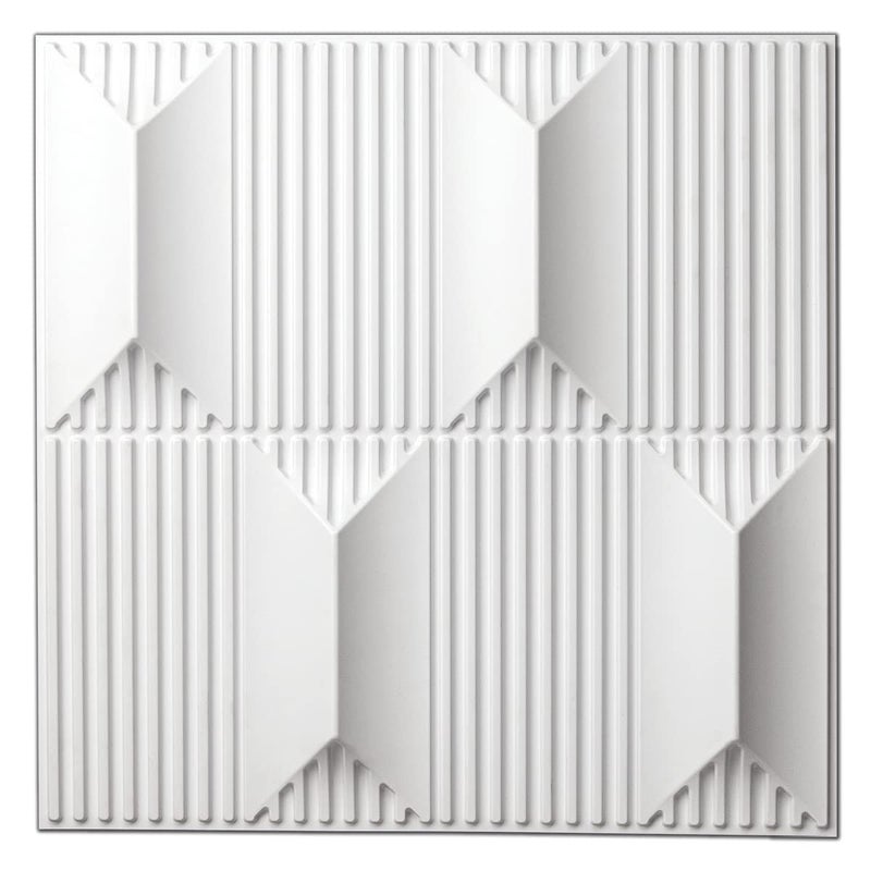 ASKCREW 3D White Pyramid PVC Wall Panels for Home, Living Room, cafes (50x50 cm) (Cover Area 2.7 feet) (White) - Image 1
