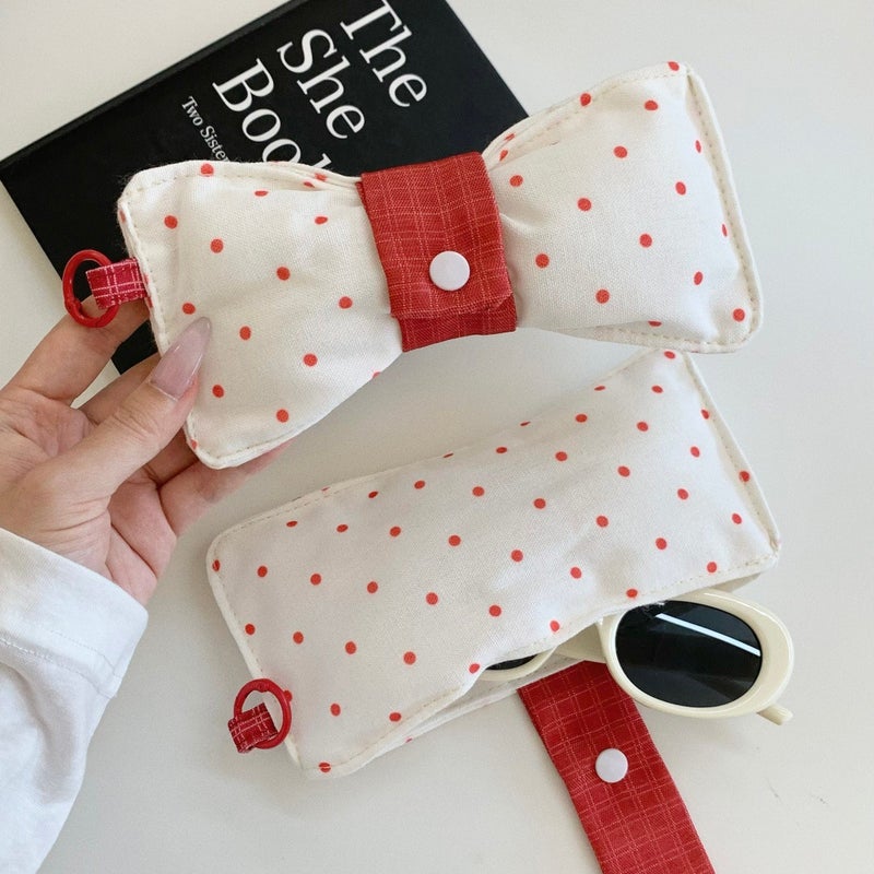 Women's Bowknot Eyewear Bag Portable Press-Resistant Polyester Sunglasses Case with Snap Closure - Image 3