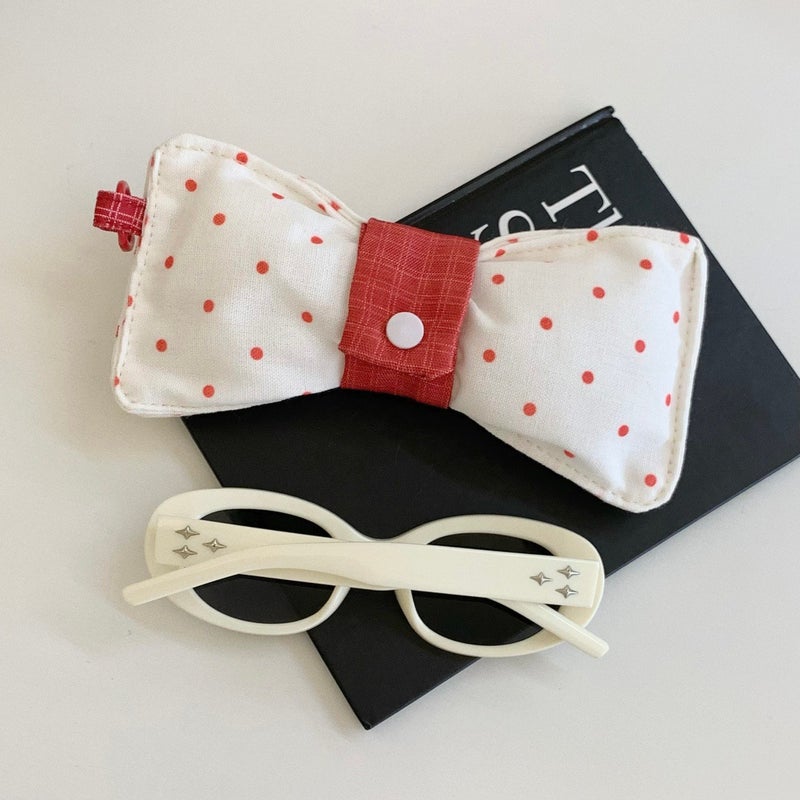 Women's Bowknot Eyewear Bag Portable Press-Resistant Polyester Sunglasses Case with Snap Closure - Image 1