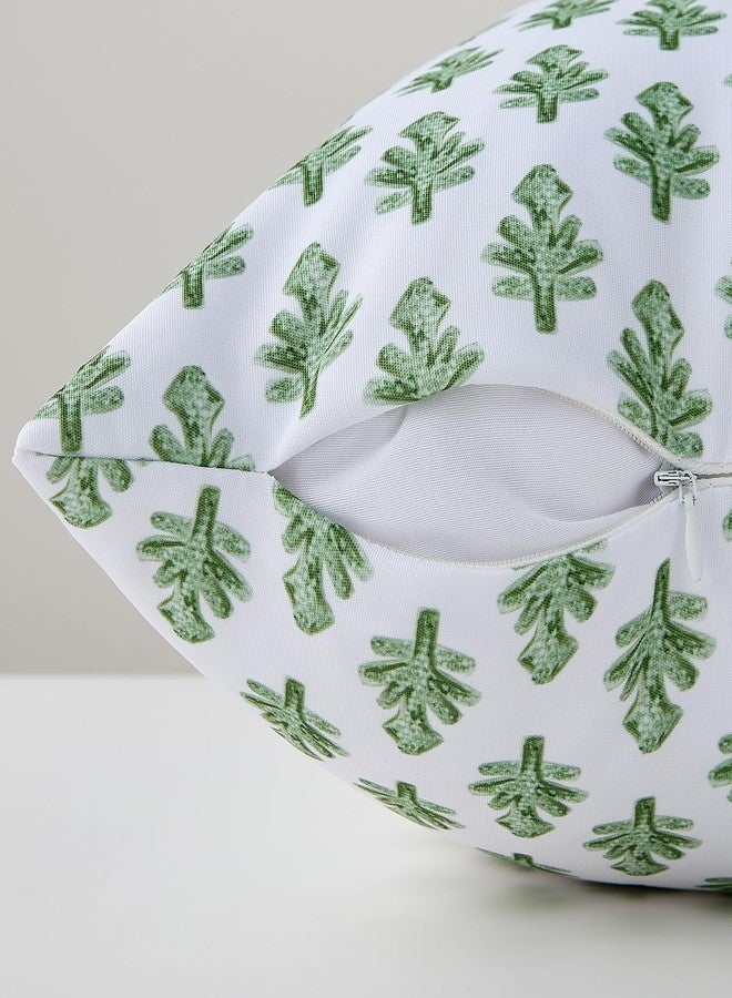 Allorry Outdoor Pillow Covers 18x18 Set of 2 Boho Green Floral Accent Print Decorative Throw Pillow Cases for Outdoor Waterproof Patio Furniture Garden Porch Sofa Bed Cushion Covers Home Decor JB005-C18 - Image 2