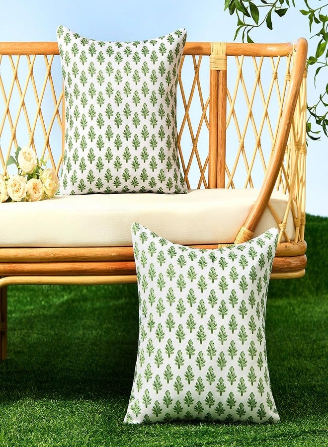 Allorry Outdoor Pillow Covers 18x18 Set of 2 Boho Green Floral Accent Print Decorative Throw Pillow Cases for Outdoor Waterproof Patio Furniture Garden Porch Sofa Bed Cushion Covers Home Decor JB005-C18 - Image 4