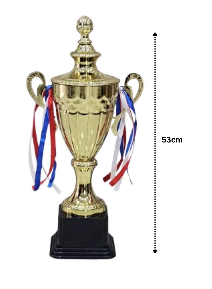 سبال مجموعة من ٣ كؤوس ذهبية معدنية من الحديد - ٥٣ سم، ٤٨ سم، ٤٢ سم | جوائز مميزة للفعاليات الرياضية والبطولات ودوريات كرة القدم والتعاون الجماعي - Image 4