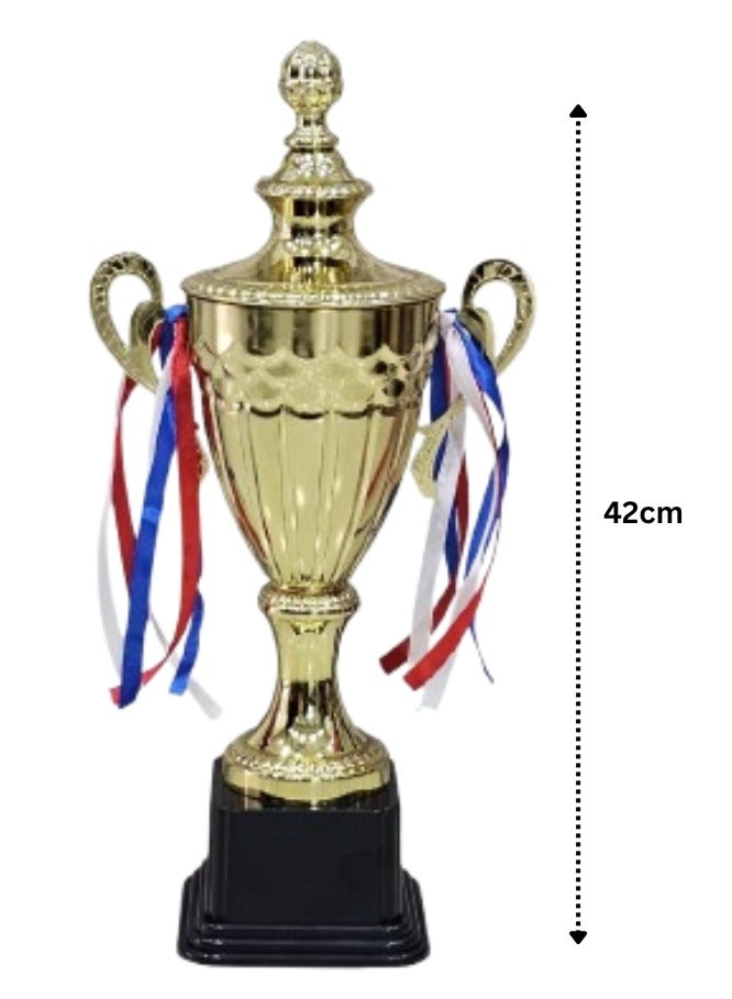 سبال مجموعة من ٣ كؤوس ذهبية معدنية من الحديد - ٥٣ سم، ٤٨ سم، ٤٢ سم | جوائز مميزة للفعاليات الرياضية والبطولات ودوريات كرة القدم والتعاون الجماعي - Image 2
