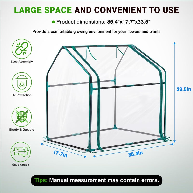 Yesker Mini Greenhouse 36"x18"x33" Portable Small Green House for Indoor Outdoor Greenhouses with PVC Cover Compact Greenhouses Kit for Winter Gardening Balcony Patio Outside Backyard Plant Protection - Image 2