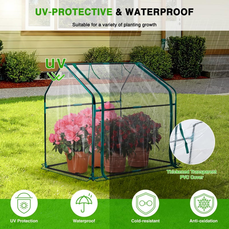 Yesker Mini Greenhouse 36"x18"x33" Portable Small Green House for Indoor Outdoor Greenhouses with PVC Cover Compact Greenhouses Kit for Winter Gardening Balcony Patio Outside Backyard Plant Protection - Image 4