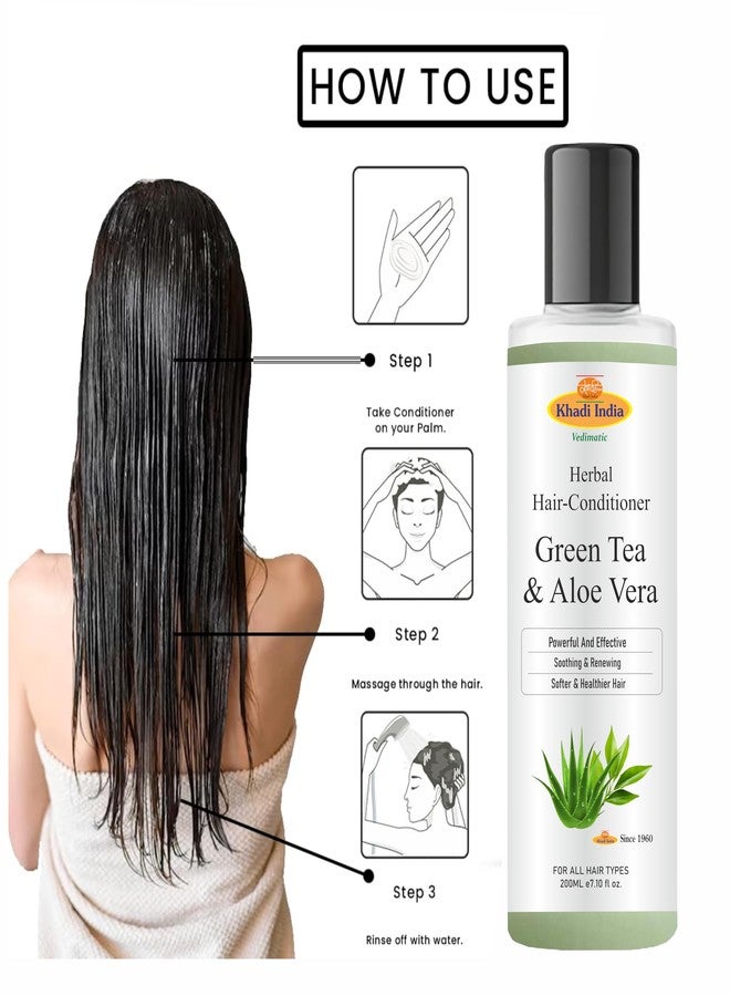 Khadi 100% Natural Green Tea & Aloe Vera Hair Conditioner – Anti-Hair Fall, SLS & Paraben Free | 400ml (Pack of 2) - Image 3