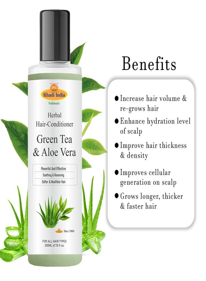 Khadi 100% Natural Green Tea & Aloe Vera Hair Conditioner – Anti-Hair Fall, SLS & Paraben Free | 400ml (Pack of 2) - Image 2
