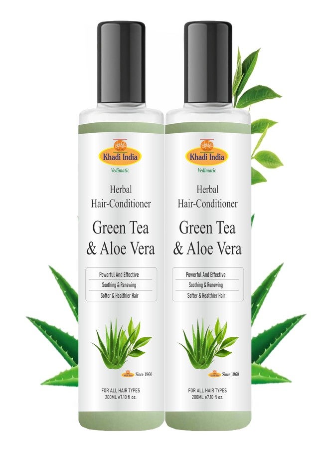 Khadi 100% Natural Green Tea & Aloe Vera Hair Conditioner – Anti-Hair Fall, SLS & Paraben Free | 400ml (Pack of 2) - Image 1