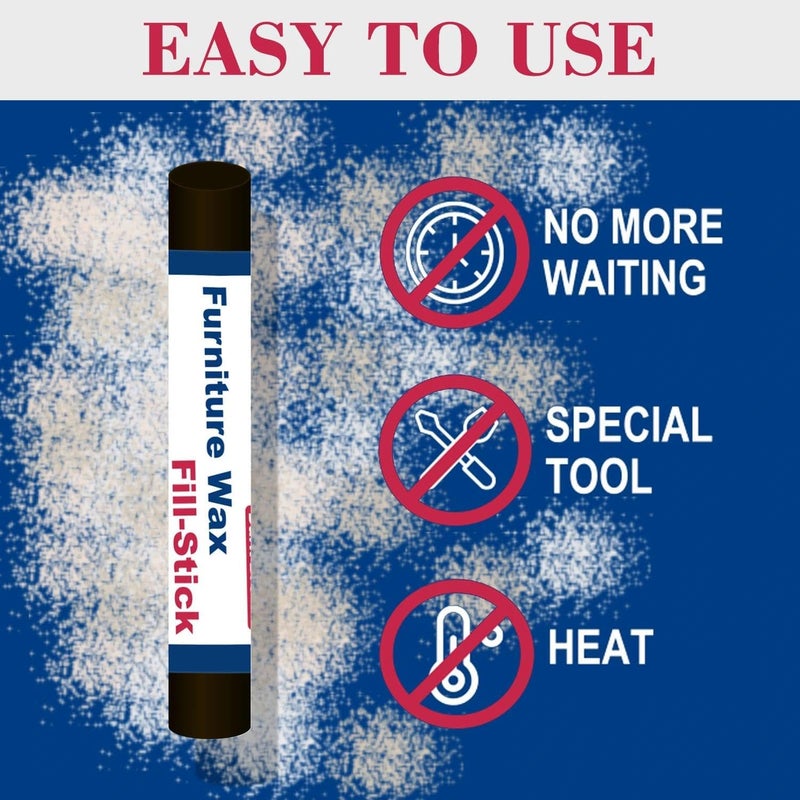 Kenbry Wood Filler Sticks 3 Colors Brown Wax Fill Stick, Wood Repair Kit for Scratches, Crack, Scuffs, Gouges on Wooden Funiture, Floors, Cabinets, Tables, and Doors-Rub Briskly Repair - Image 4