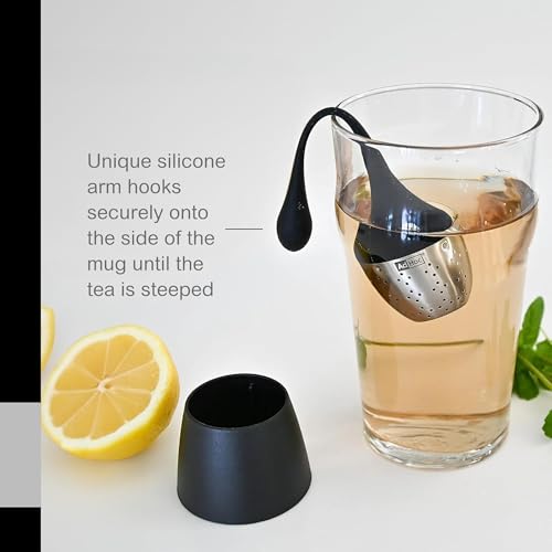 AdHoc Hangtea Infuser Black - Tea Infuser Kitchen Accessory - Dishwasher-Safe Metal Strainer for Fruit & Other Teas - Stainless Steel Diffuser with Silicone Arm - Essential Filter for Tea - Image 4