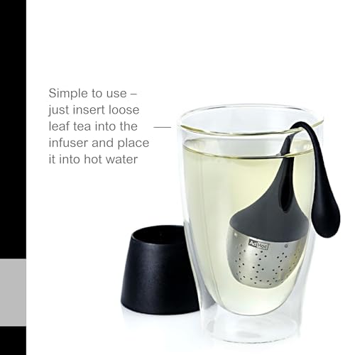 AdHoc Hangtea Infuser Black - Tea Infuser Kitchen Accessory - Dishwasher-Safe Metal Strainer for Fruit & Other Teas - Stainless Steel Diffuser with Silicone Arm - Essential Filter for Tea - Image 3