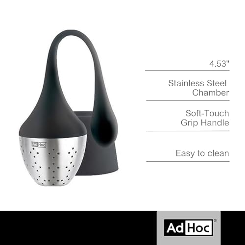 AdHoc Hangtea Infuser Black - Tea Infuser Kitchen Accessory - Dishwasher-Safe Metal Strainer for Fruit & Other Teas - Stainless Steel Diffuser with Silicone Arm - Essential Filter for Tea - Image 2