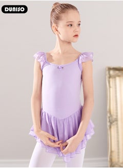 DUNISO Girls Ballet Dresses Leotards with Skirt Short Sleeves, Dance Dress Ballerina Tutu Outfit Cotton Dress Ballet Skirt, Mini Skirt Princess Dresses Dance Wear Clothes for Little Girl  - Image 5