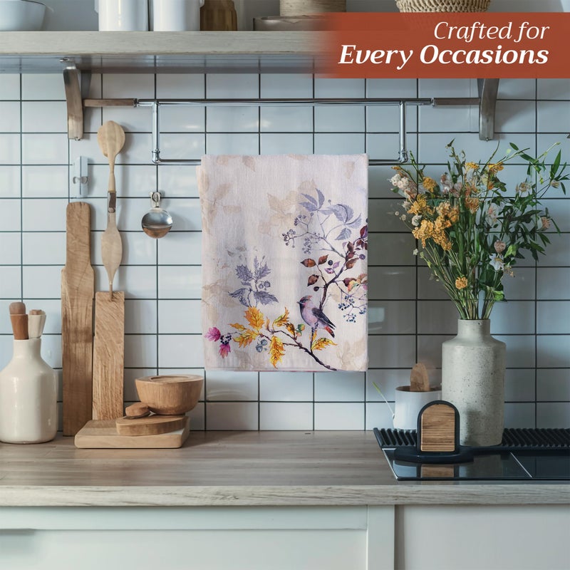 Maison d' Hermine Kitchen Towel 100% Cotton Quick Dry Cleaning Dishtowel for Gifts  Dining  Home  Wedding  Banquet  Buffet  Kelim - Infinity - Thanksgiving/Christmas (Set of 3) - Image 5