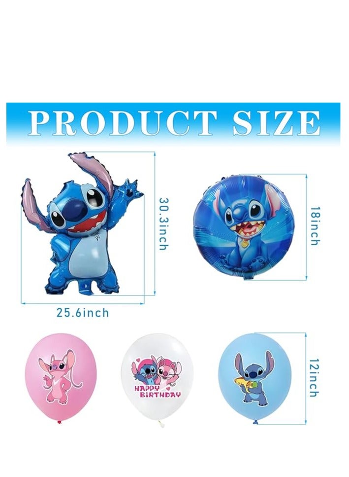 يكور حفلة عيد ميلاد ستيتش الأزرق – مجموعة ١٠٣ قطعة تشمل بانر، بالونات، أطباق، مناديل، أكواب وغطاء طاولة – زينة حفلات ليلو وستيتش - Image 3