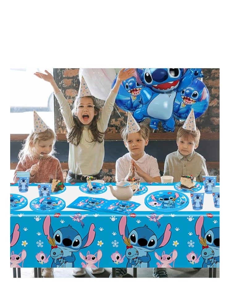 يكور حفلة عيد ميلاد ستيتش الأزرق – مجموعة ١٠٣ قطعة تشمل بانر، بالونات، أطباق، مناديل، أكواب وغطاء طاولة – زينة حفلات ليلو وستيتش - Image 5