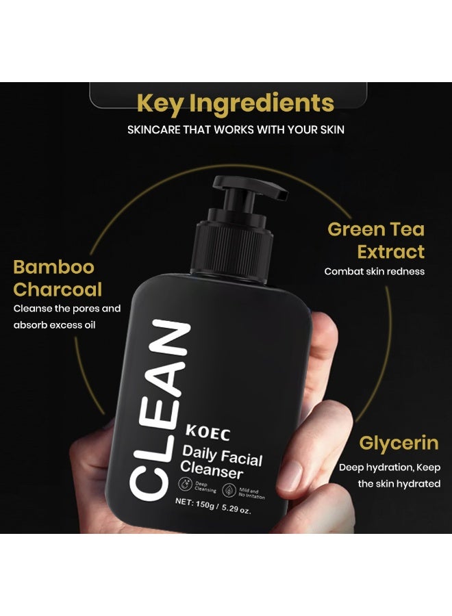 ك أو إي سي منظف الوجه اليومي 150g -الخيزران الفحم التنظيف العميق مع استخراج الشاي الأخضر والجليسيرين الحليب الحليب، غير مهيجة الجلد المنعش - Image 3