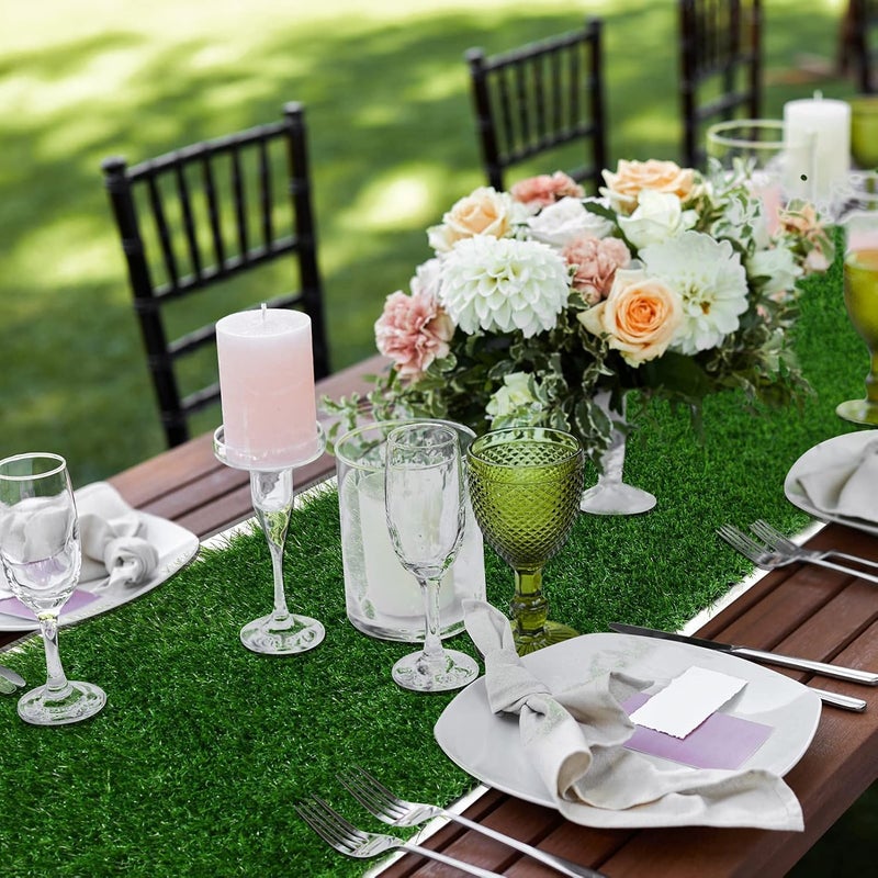 VSTUCART Artificial Grass Table Runner AntiSlip Bottom Perfect Decoration for Parties Weddings Birthdays Event 14x36 inch