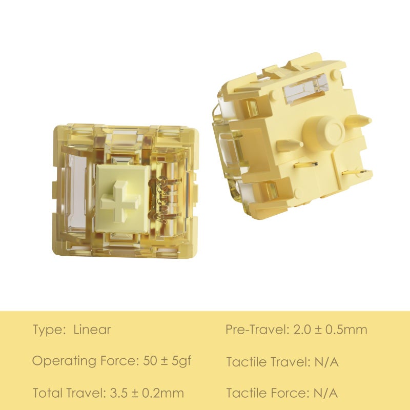 Akko V5 Creamy Yellow Keyboard Switch with LED Diffuser for Mechanical Gaming Keyboard, 5-Pin 50gf Linear Lubed Switches (45pcs) - Image 2