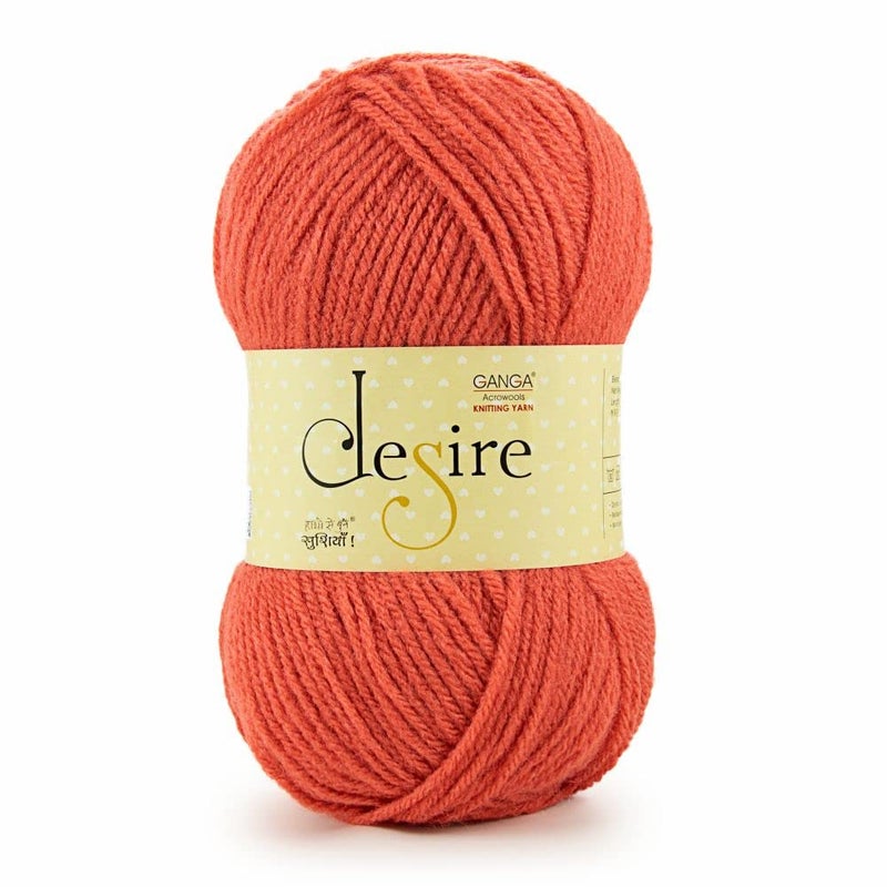 Ganga Acrowools Acrylic Desire Hand Knitting and Crochet Yarn. Pack of 1 Ball - 100Gms. Shade No - Dsr031, Rust - Image 3