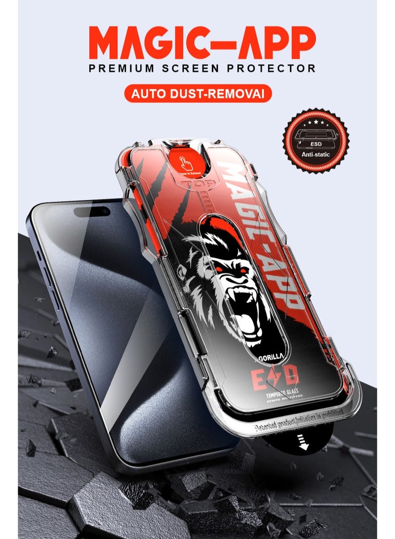 AJYAL Screen Protector [2-Packs] iPhone 14 PRO MAX [Tempered Glass] Auto Alignment Screen Protector - Full Cover Edge to Edge - iPhone 14 PRO MAX - Image 4