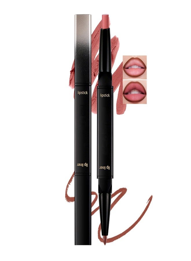 BEUKING Moisturizing 2-in-1 Lip Liner Lipstick, Matte Double-Ended Lip Makeup Pencil, High Pigmented Long-lasting Lipstick Matte Finish, Full Coverage Lipsticks for Fuller & Plumper Lips, 05 - Image 1