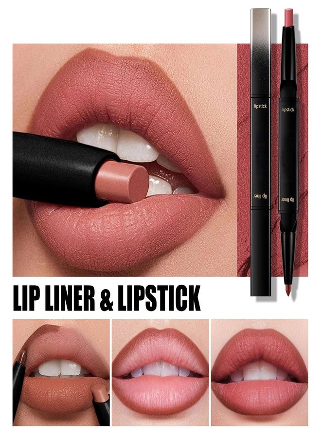 BEUKING Moisturizing 2-in-1 Lip Liner Lipstick, Matte Double-Ended Lip Makeup Pencil, High Pigmented Long-lasting Lipstick Matte Finish, Full Coverage Lipsticks for Fuller & Plumper Lips, 05 - Image 5
