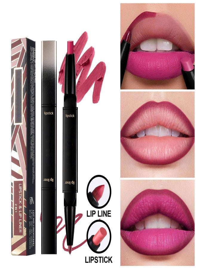 BEUKING Moisturizing 2-in-1 Lip Liner Lipstick, Matte Double-Ended Lip Makeup Pencil, High Pigmented Long-lasting Lipstick Matte Finish, Full Coverage Lipsticks for Fuller & Plumper Lips, 05 - Image 2