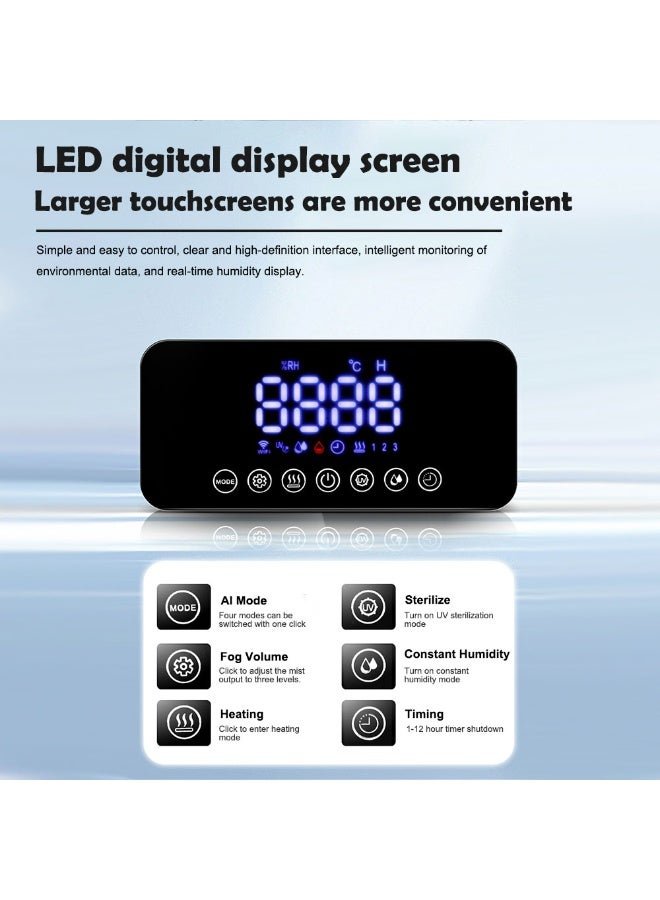 ايتي لايف مرطب هواء - مرطب ضباب بارد/دافئ، سعة كبيرة 6 لتر، غرف تصل مساحتها إلى 50 مترًا مربعًا، معدل ترطيب 400 مل/ساعة، صينية عطرية للزيوت، تعقيم بالأشعة فوق البنفسجية - HX-03 أبيض - Image 3