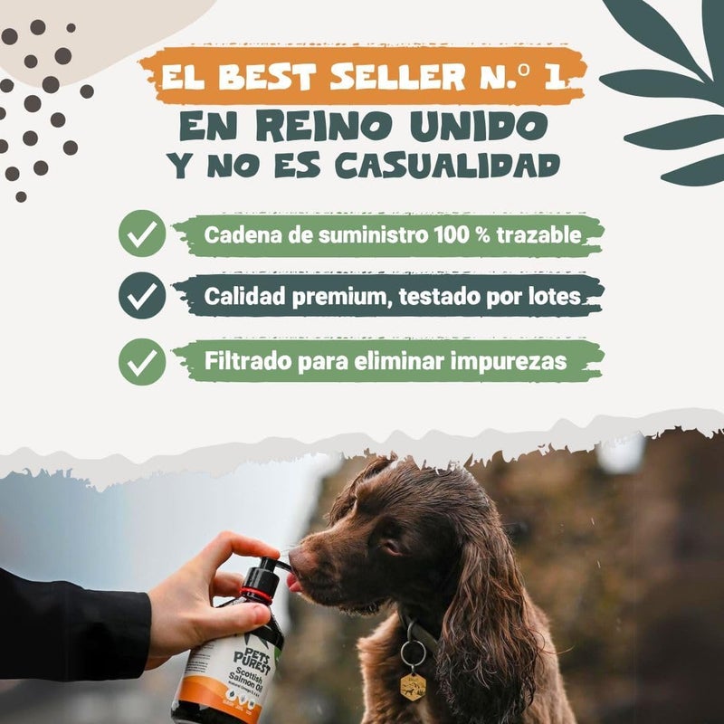 الحيوانات الأليفة أنقى زيت سمك السلمون النقي من Pets Purest للكلاب والقطط والحيوانات الأليفة، سعة 500 مل. مكمل غذائي من زيت السمك غني بأحماض أوميغا 3، 6، 9. زيت سمك السلمون طبيعي بنسبة 100%، مفيد لصحة الفرو، دعم المناعة، علاج الجلد الحكة، وصحة المفاصل والدماغ. - Image 5