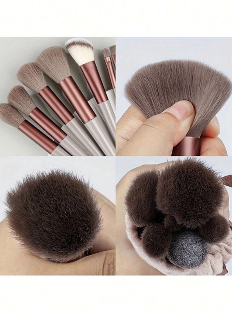 طقم فرش مكياج احترافي مكون من 13 قطعة مع حقيبة سفر – للوجه والعين بتطبيق دقيق وسلس - Image 5