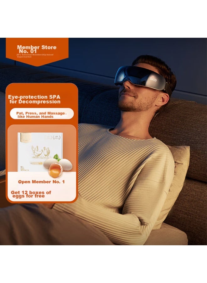 Skg Eye Massager, Constant Temperature Heat Therapy Sleep Mask, Adult Eye Acupoint Zone Massager, Bluetooth Eye Care Device, Practical Gift For Friends And Parents, K5 Silver Mirror Blue - Image 1