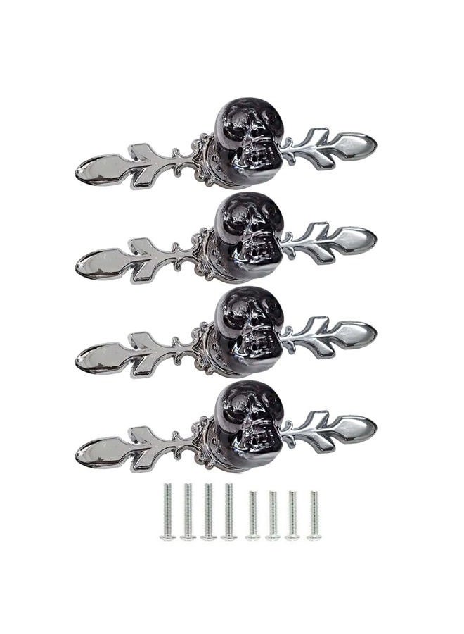 Black Skull Drawer Knobs Handles, 4Pcs Unique Crystal Cabinet Pulls Single Hole Zinc Alloy Base with Backplate for Dresser Wardrobe Cupboard Kitchen Hardware Furniture Decoration Glass Handle (Black) - Image 1