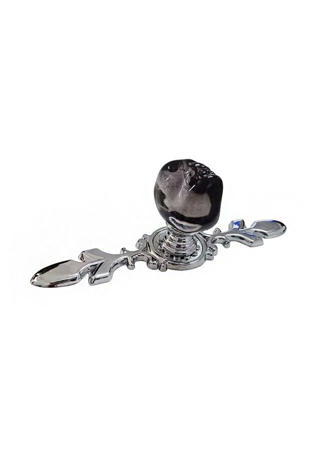 Black Skull Drawer Knobs Handles, 4Pcs Unique Crystal Cabinet Pulls Single Hole Zinc Alloy Base with Backplate for Dresser Wardrobe Cupboard Kitchen Hardware Furniture Decoration Glass Handle (Black) - Image 3