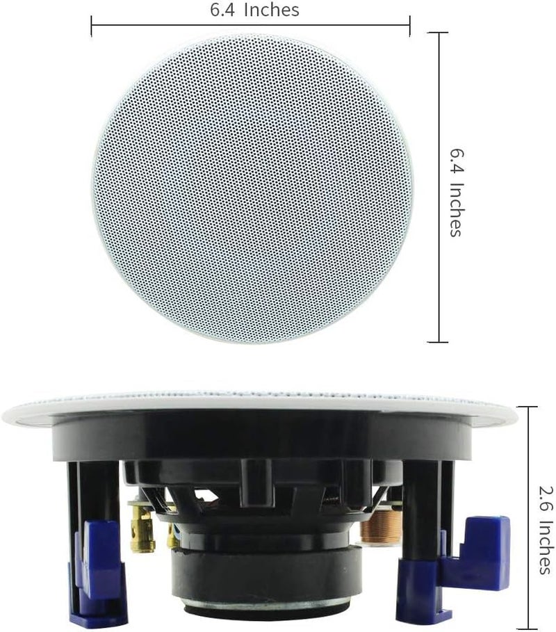 Herdio 4 Inches Flush Mount 2 Way Full Range in Wall Bluetooth Ceiling Speakers,Great for Humid Indoor Outdoor Placement Bath, Kitchen,Bedroom,Covered Porches A Pair - Image 3