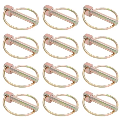 Moicstiy 12Pcs 5/16 Inch Heavy Duty Lynch Pin with Ring, Round Linch Pins Assortment Kit Lock Pin Clips for Farm Tractors, Trucks, Trailers, Mowers (5/16 x 1-3/4 Inch) - Image 1