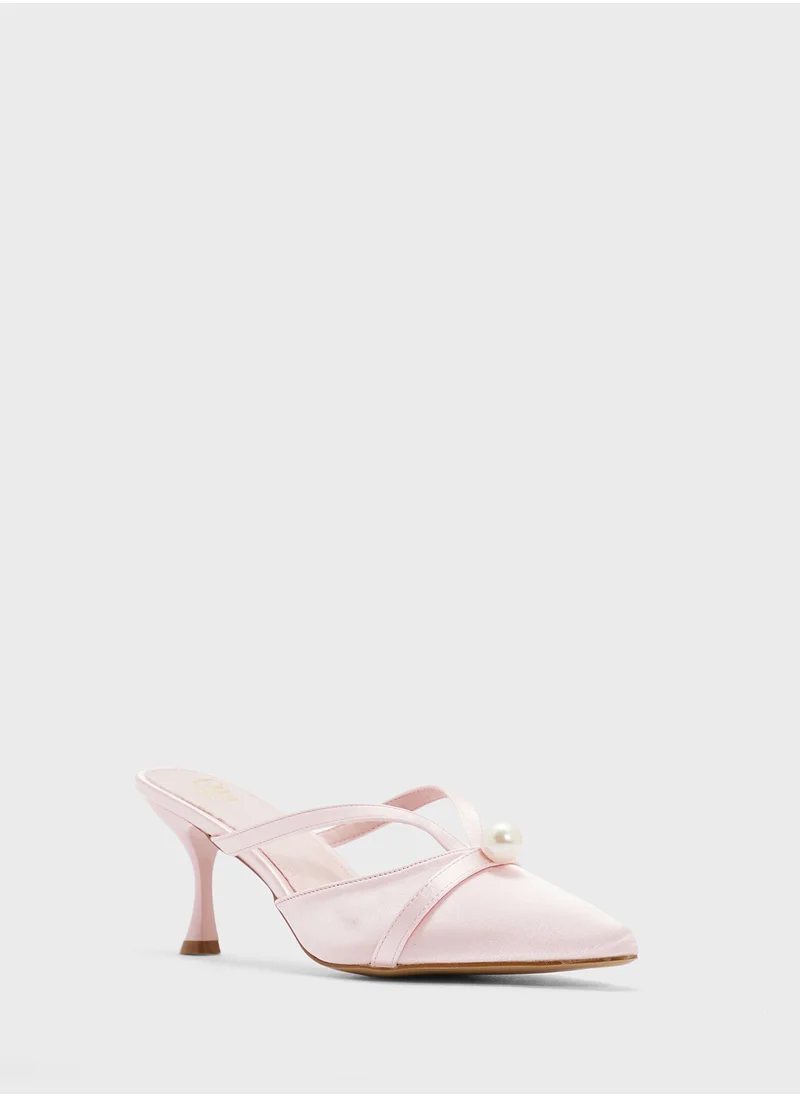 ايلا Slip On Heeled Pump With Pearl