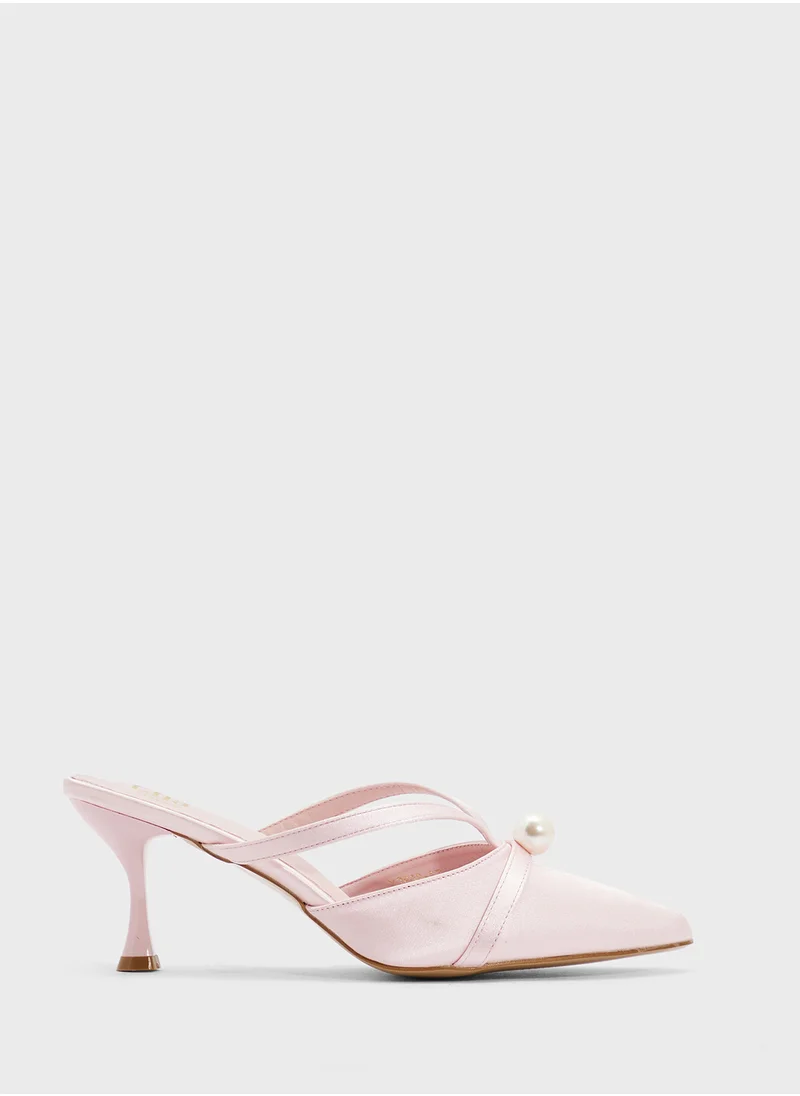 ايلا Slip On Heeled Pump With Pearl