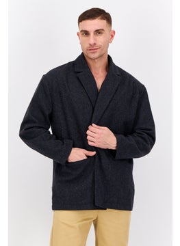 Bando Men Regular Fit Textured Semi-Formal Blazer, Dark Grey  - Image 1