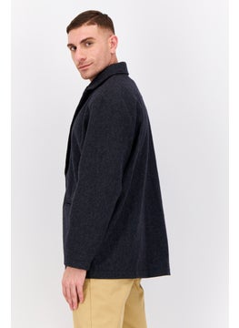 Bando Men Regular Fit Textured Semi-Formal Blazer, Dark Grey  - Image 2