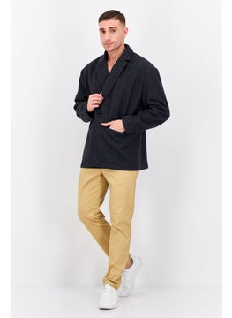 Bando Men Regular Fit Textured Semi-Formal Blazer, Dark Grey  - Image 4