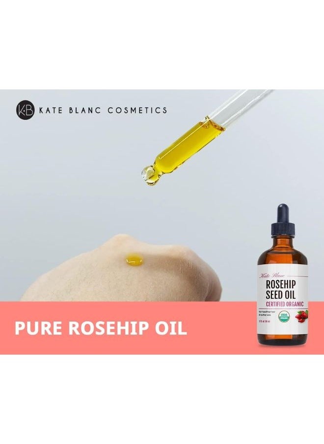 Kate Blanc - Rosehip Oil (1oz) by USDA Certified Organic, 100% Pure, Cold Pressed, Unrefined. Reduce Acne Scars - Image 1