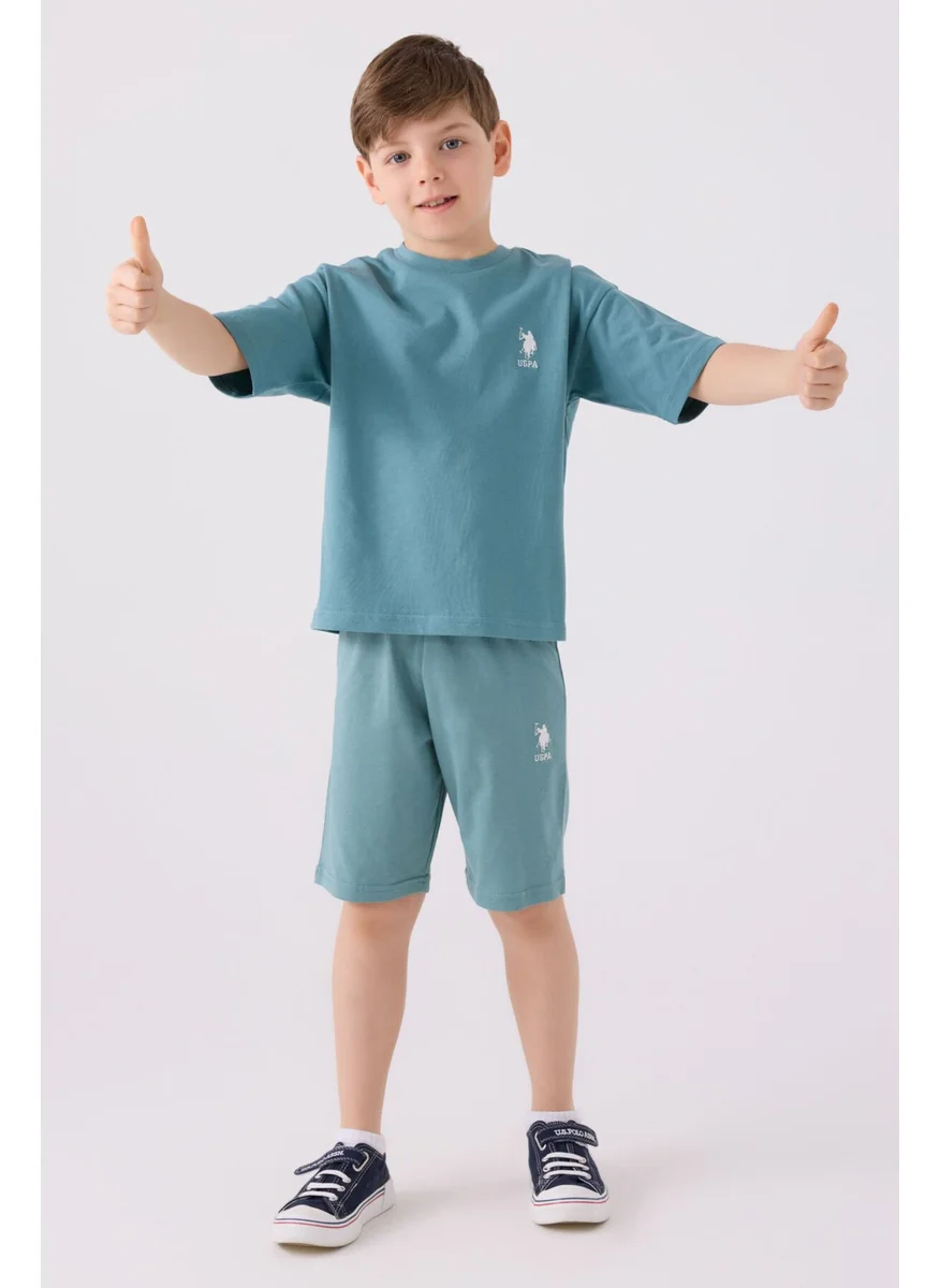 يو اس بولو اسن Boys Pastel Green Bermuda Set